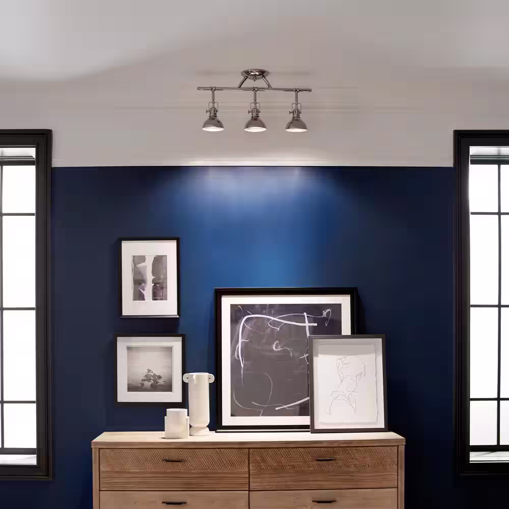 KICHLER Hatteras Bay 1.9 ft. 3-Light Polished Nickel Halogen Ceiling Mounted Hard Wired Track Lighting Kit