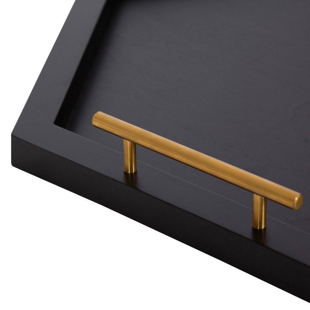 Kate and Laurel Halsey 19.00 in. W Hexagon Black Wood Decorative Tray