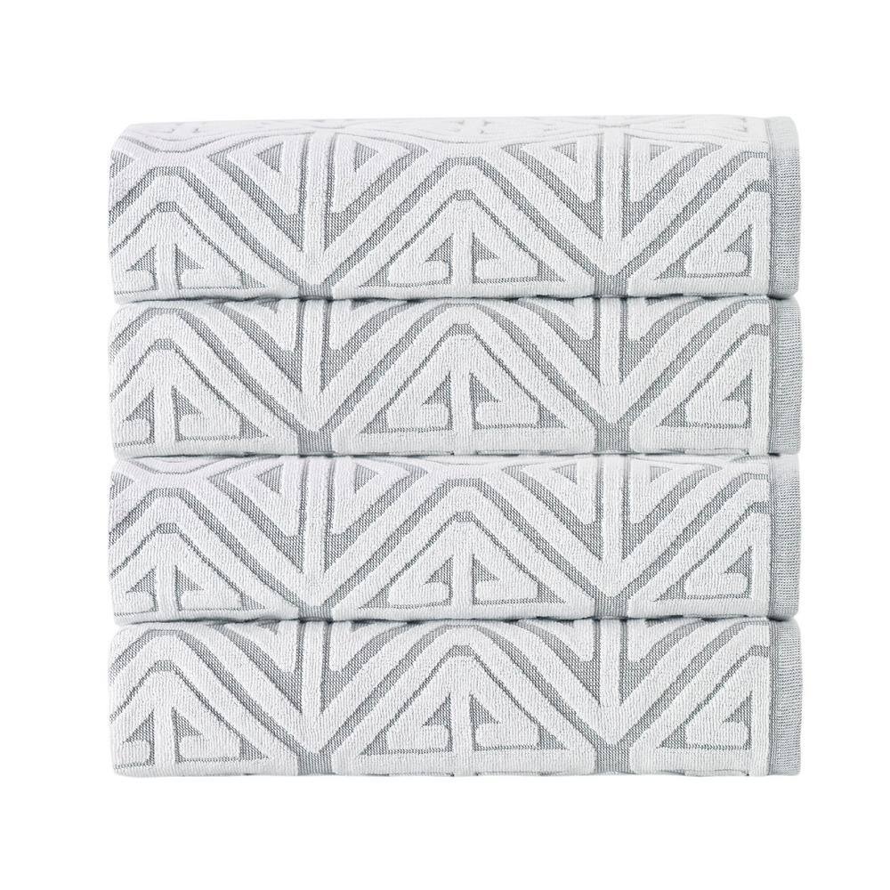 None Glamour 4-Pieces Silver Turkish Cotton Bath Towels