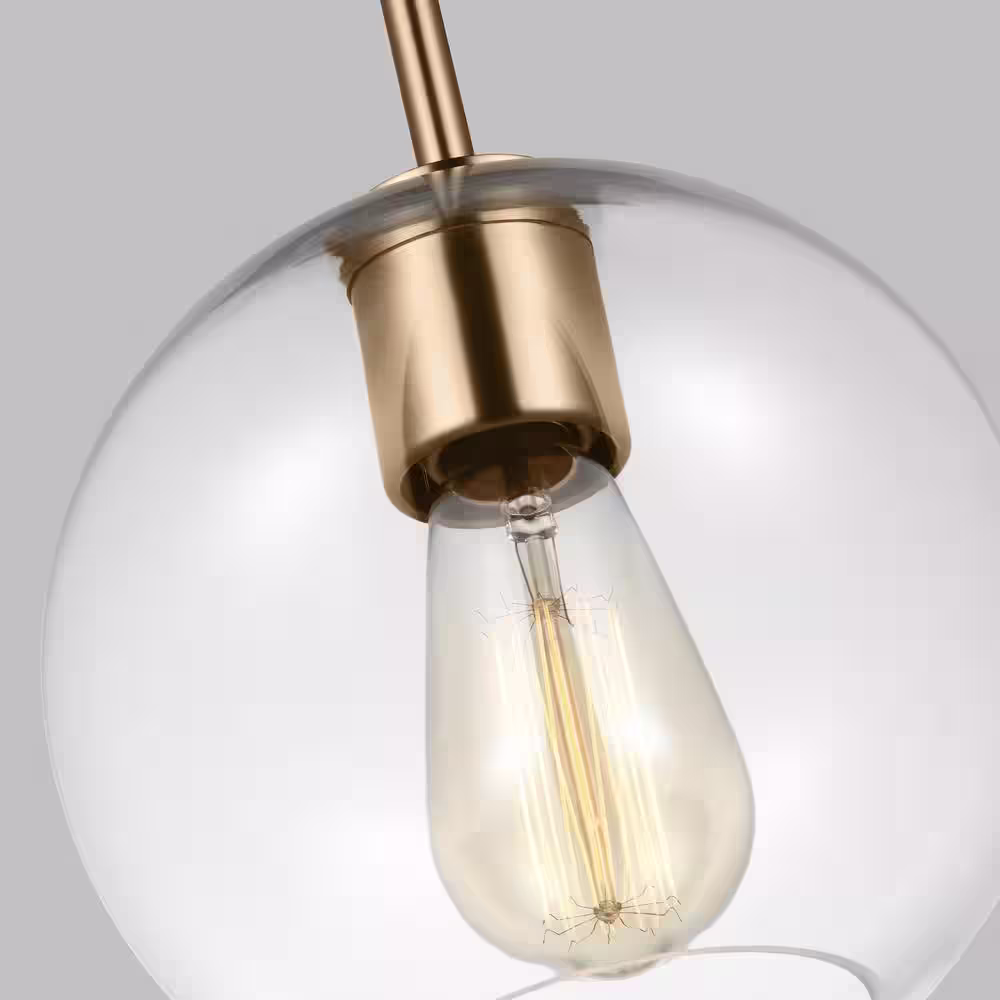 Generation Lighting Orley 1-Light Satin Brass Pendant Light with Clear Glass Globe Shade