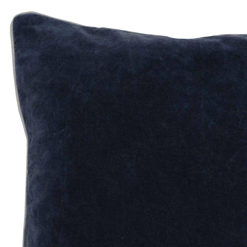 Benjara Navy Blue Square Fabric Throw Pillow with Solid Color and Piped Edges 5 in. L x 18 in. W x 18 in. H