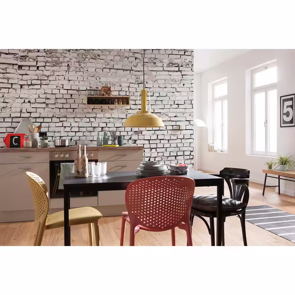 Komar Abstract White Brick Wall Mural
