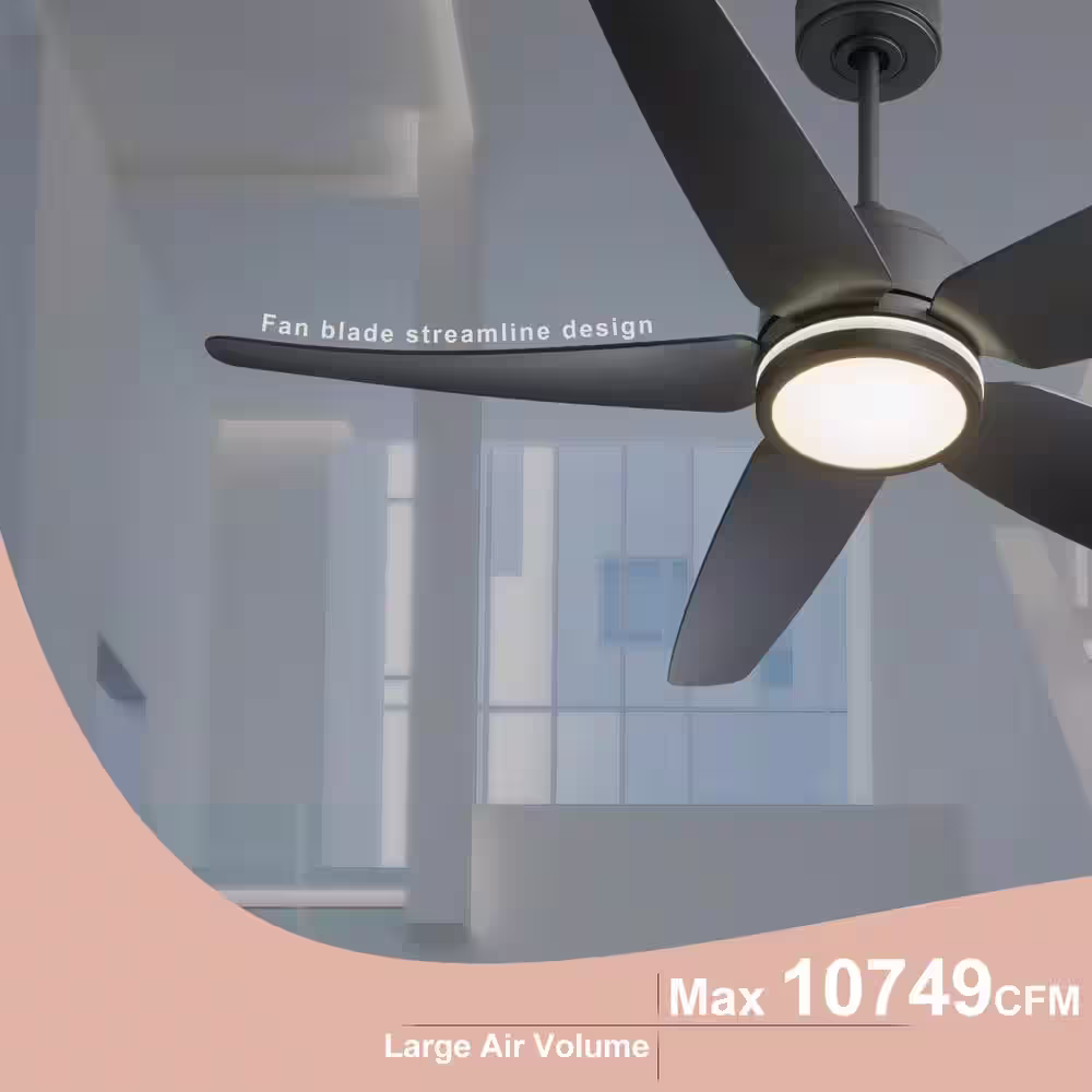 None Light Pro 52 in. LED Indoor Jet Black Modern Ceiling Fan with DC Motor