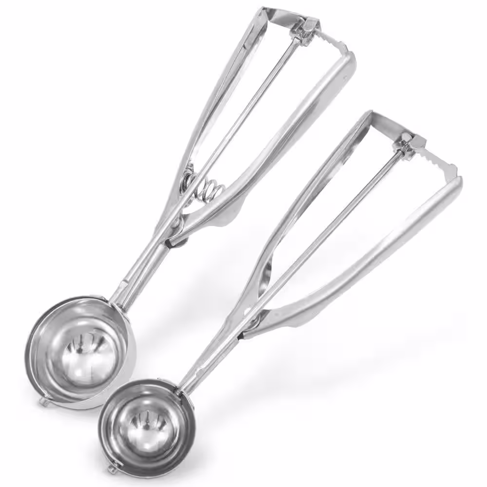 ExcelSteel 2-Set 2.5 Tbsp/2 in. and 1.5 Tbsp/1.5 in. Ice Cream/Cookie Scoops