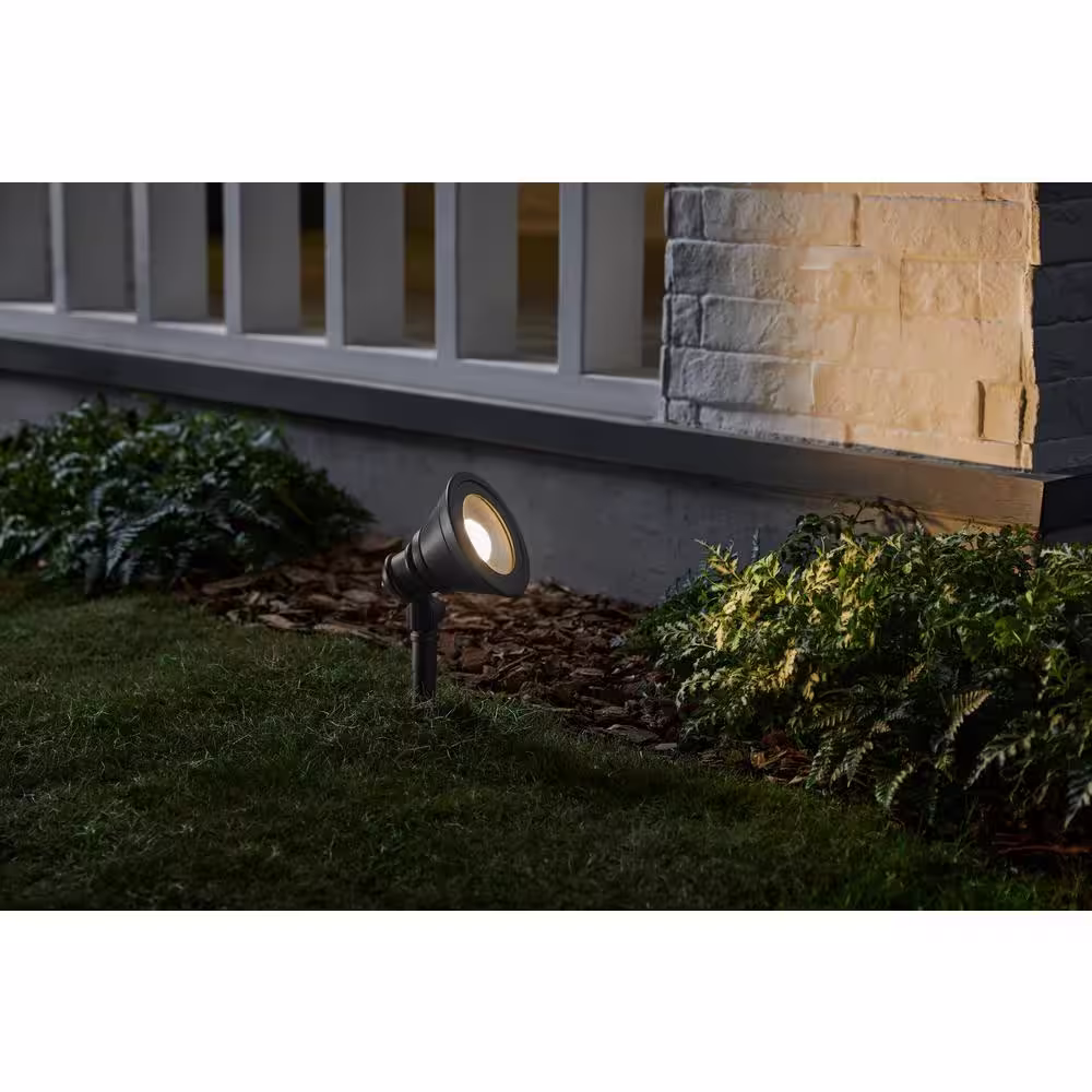 Hampton Bay Cann River Black Low Voltage Hardwired Landscape Flood Light with Integrated LED and Adjustable Lamp Head
