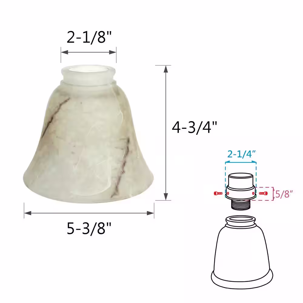 None 4-3/4 in. Alabaster with Hand Painted Veins Ceiling Fan Replacement Glass Shade (4-Pack)