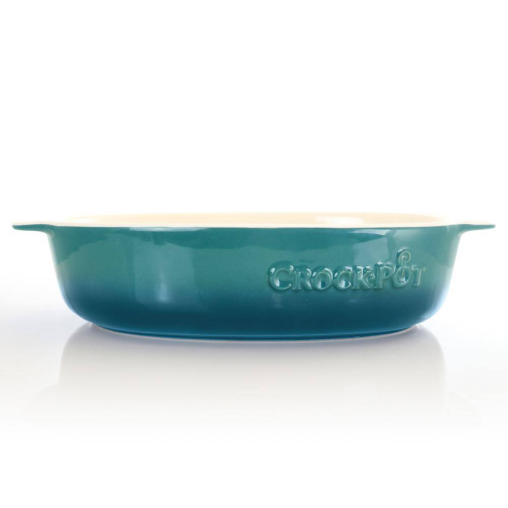 Crock-Pot Artisan 2.5 qt. Gradient Teal Oval Stoneware Casserole
