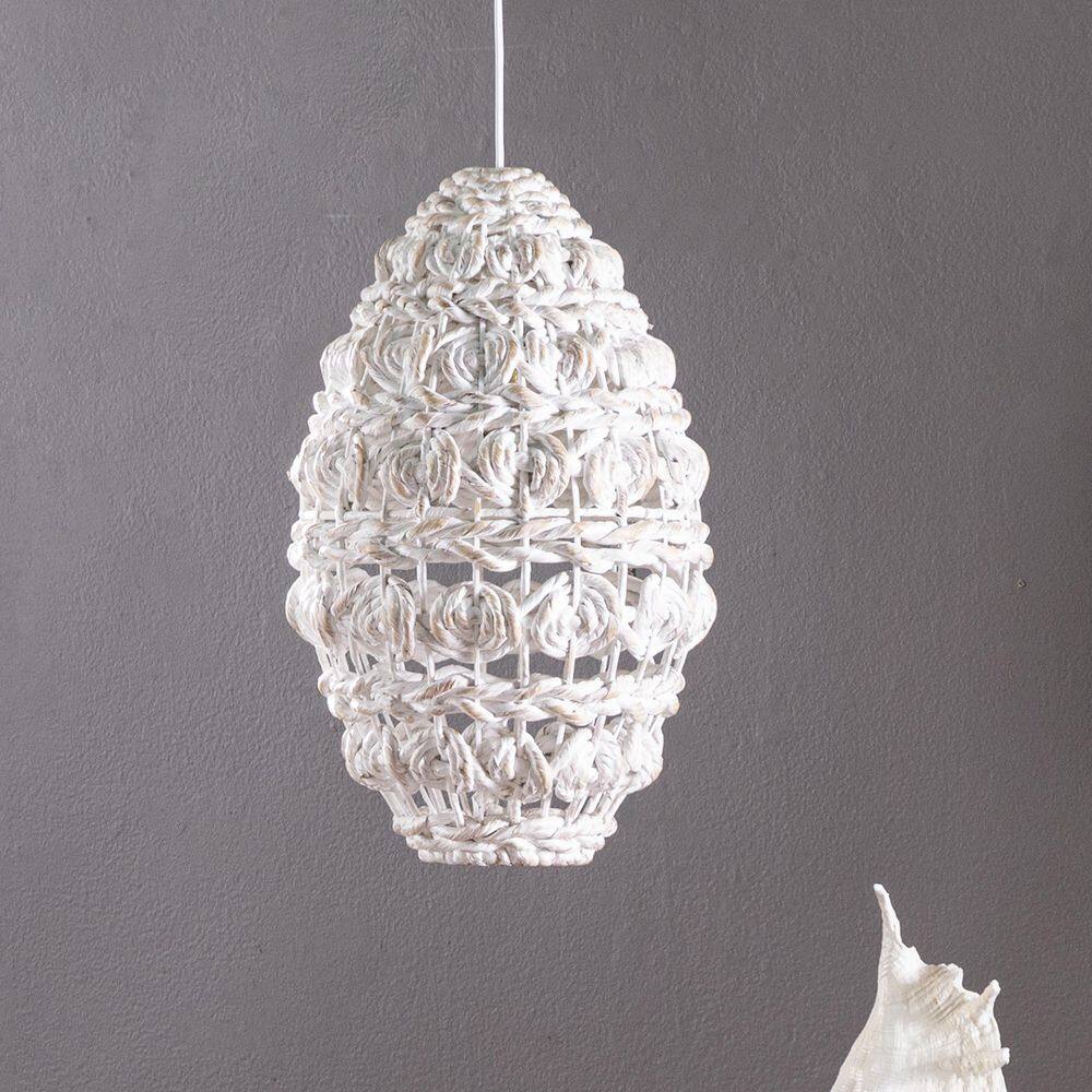 None Rosemill 11.25 in. W x 11.25 in. D x 19 in. H 1-Light Unique Water Hyacinth Pendant Shade in White