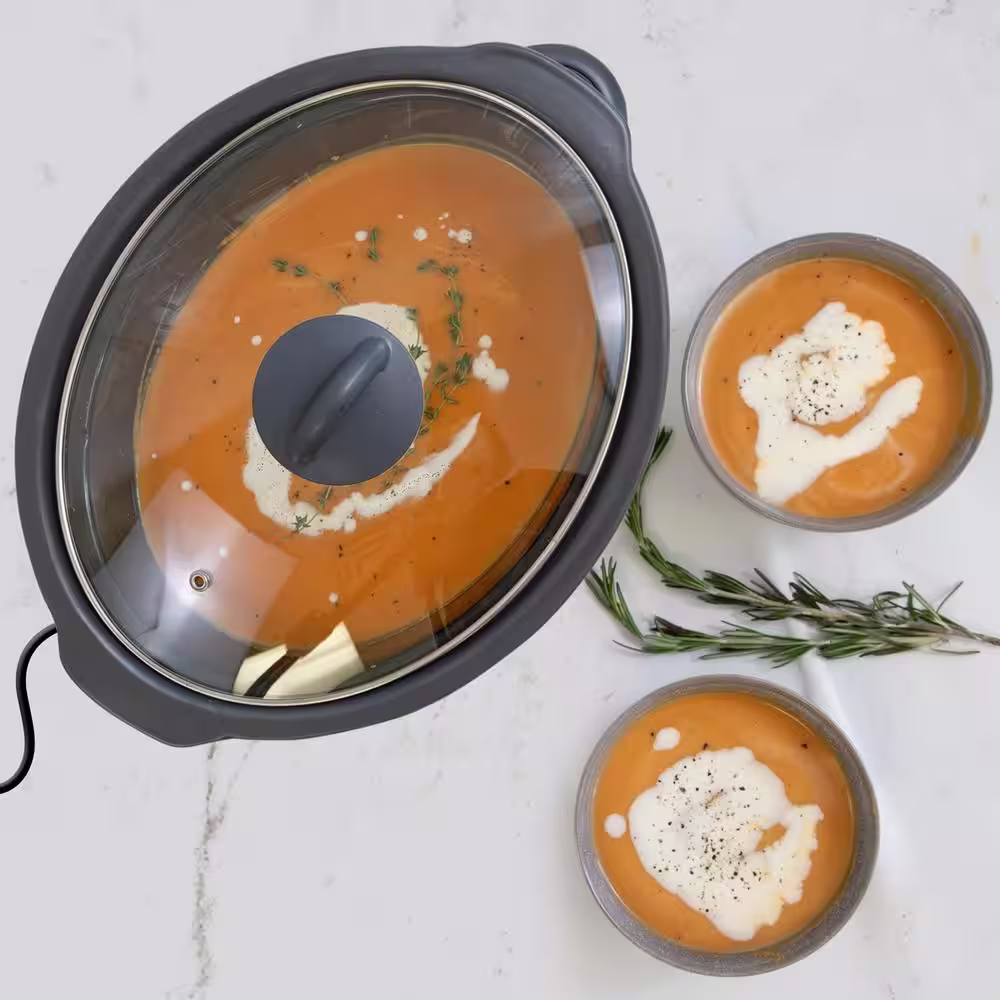 KENMORE Kenmore 5 qt (4.7L) Slow Cooker, Black and Grey, Compact Countertop Cooking, Simple Dial Control