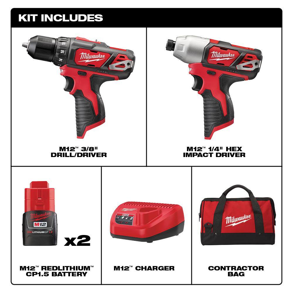 Milwaukee M12 12V Lithium-Ion Cordless 2-Tool Combo Kit w/M12 12-Volt Oscillating Multi-Tool and M12 12-Volt 3/8 in. Crown Stapler