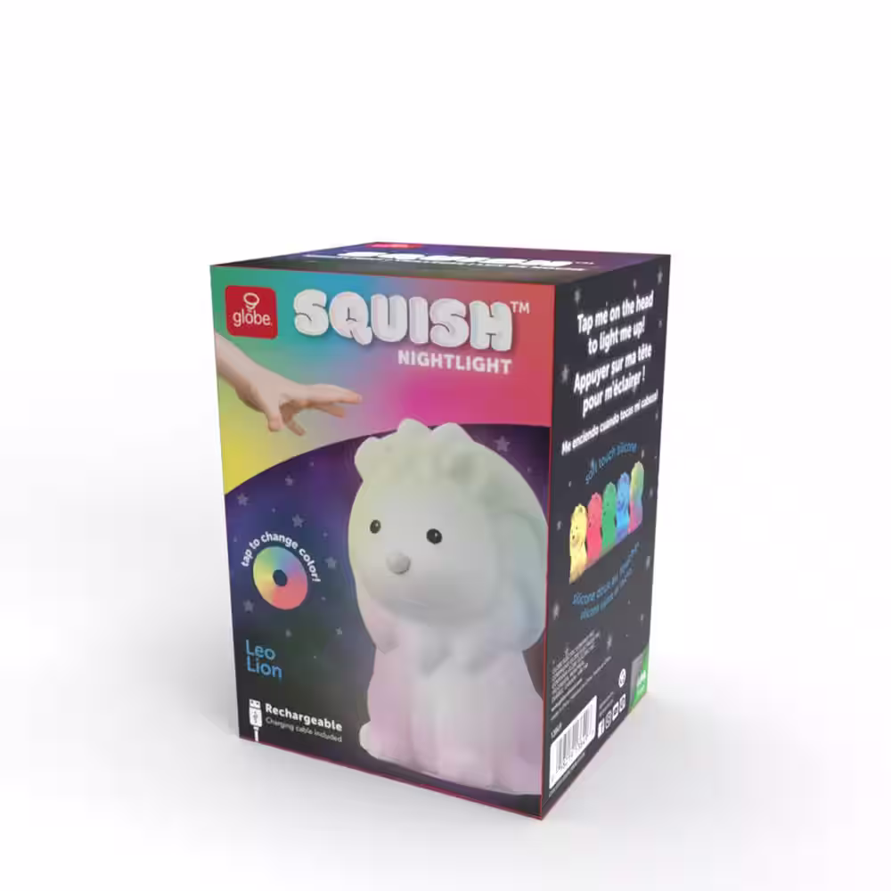 Globe Electric Lion Multicolor Changing Integrated LED Silicone Night Light, White