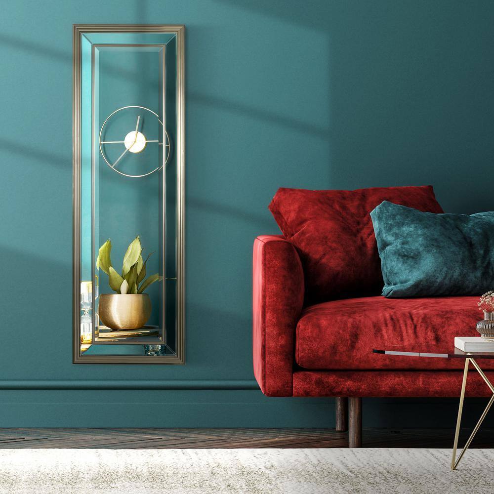 HOMCOM Modern Rectangle 20 in. W x 59 in. H PS Foaming Silver/Grey Full Length Wall Mirror MDF Frame