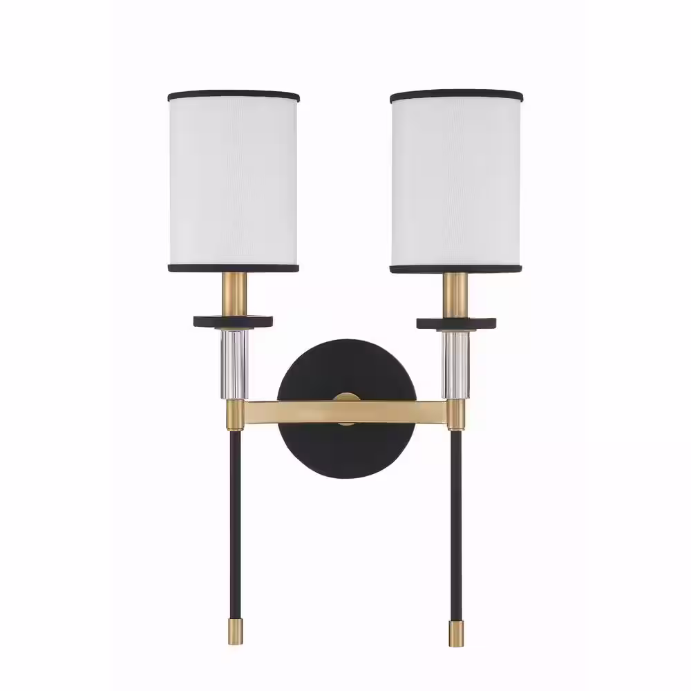 Crystorama Hatfield 2-Light Black Forged Plus Vibrant Gold Wall Mount