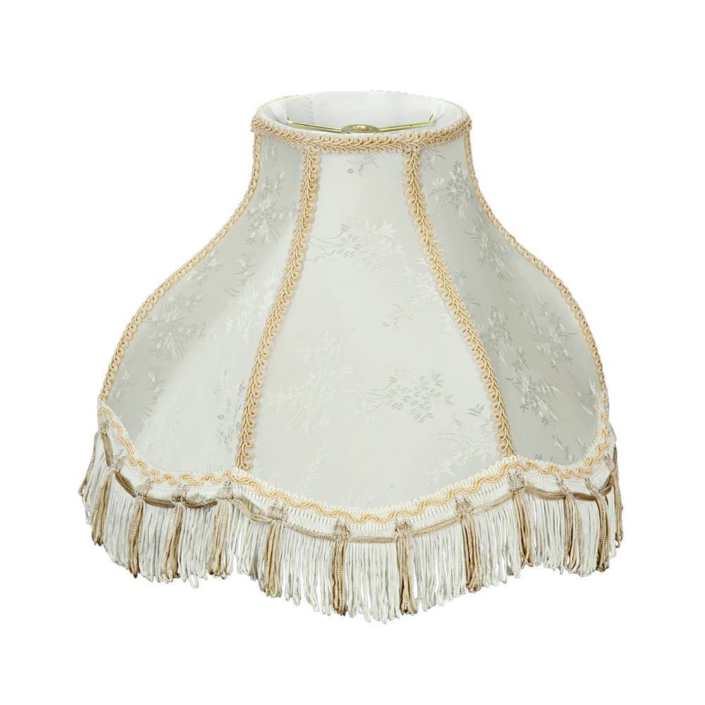 Aspen Creative Corporation 13 in. x 9.5 in. Ivory and Fringe Scallop Bell Lamp Shade