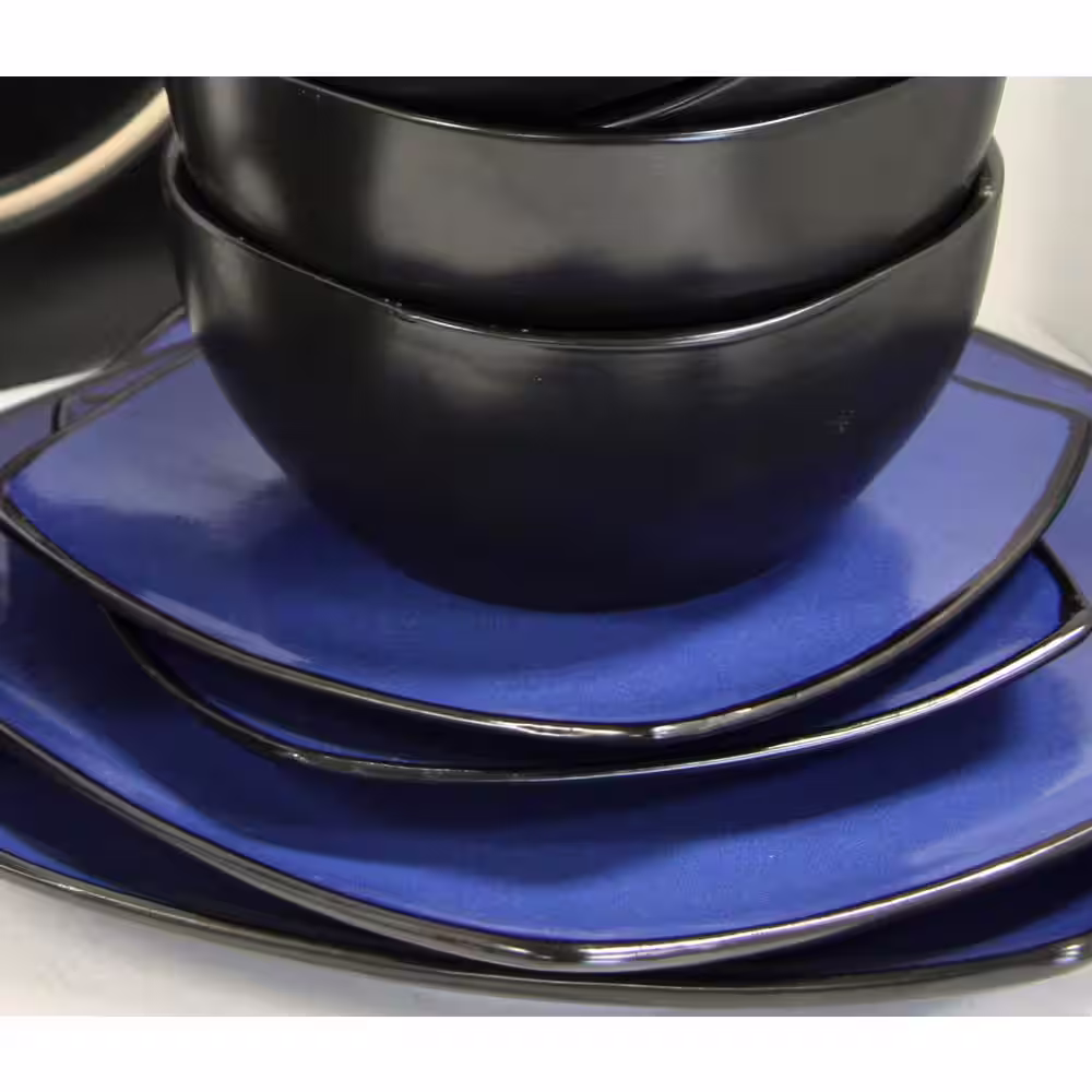 Gibson Home Infinite Glaze 16-Piece Modern Blue Stoneware Dinnerware Set (Service for 4)