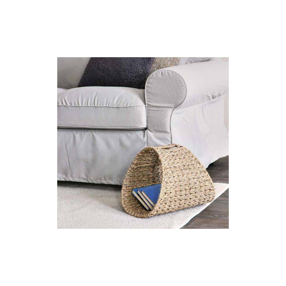 HOUSEHOLD ESSENTIALS Oval Magazine Rack in Natural Seagrass
