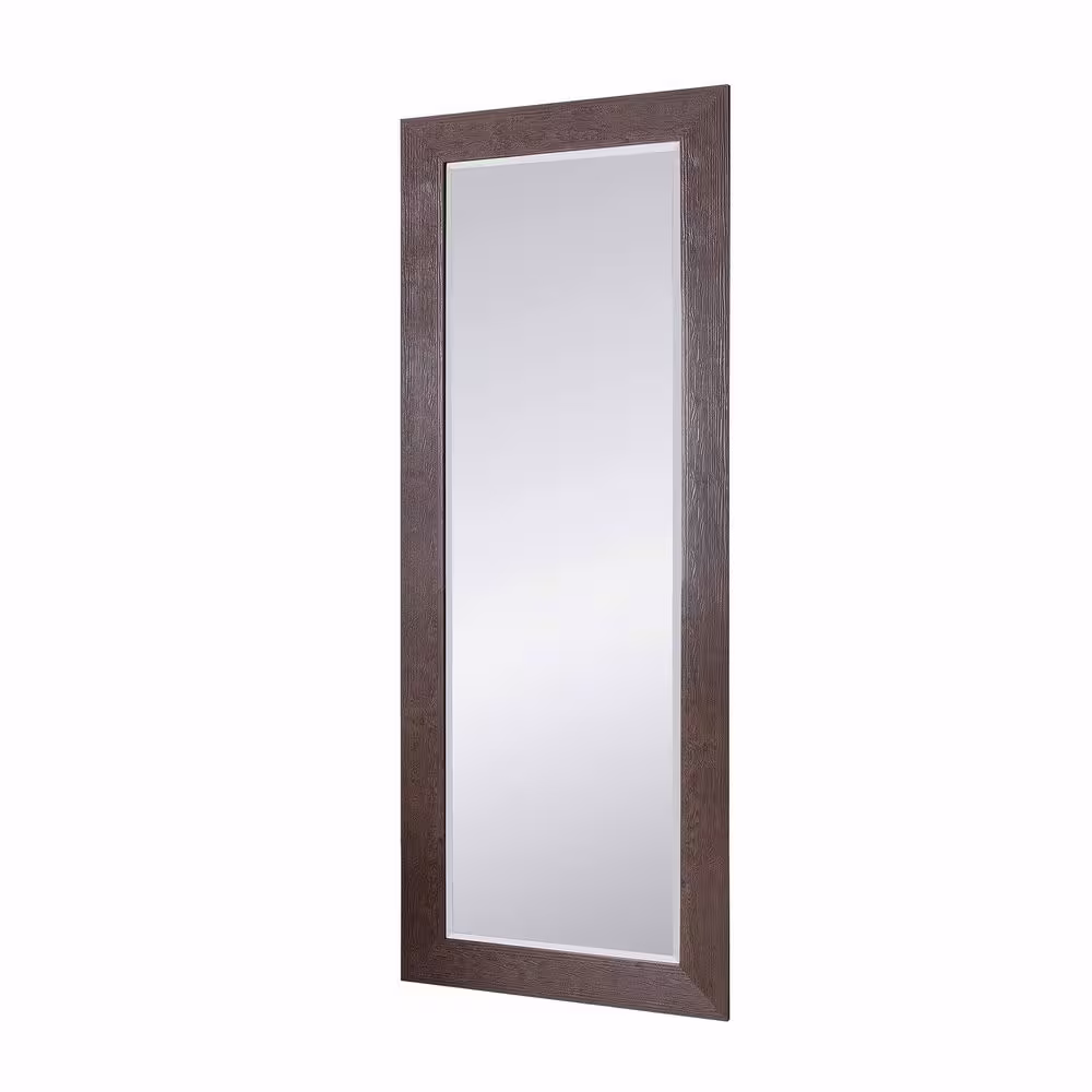HOMESTOCK 28 in. W x 72 in. H Espresso Full Body Mirror with Stand Wooden Framed Floor Length Mirror Rectangle Full Length Mirror