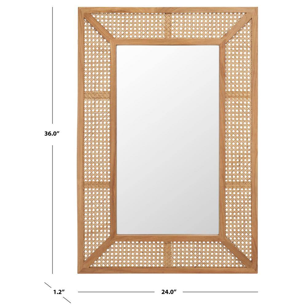 SAFAVIEH Tulia 24 in. W x 36 in. H Wood Rectangle Modern Natural Mirror