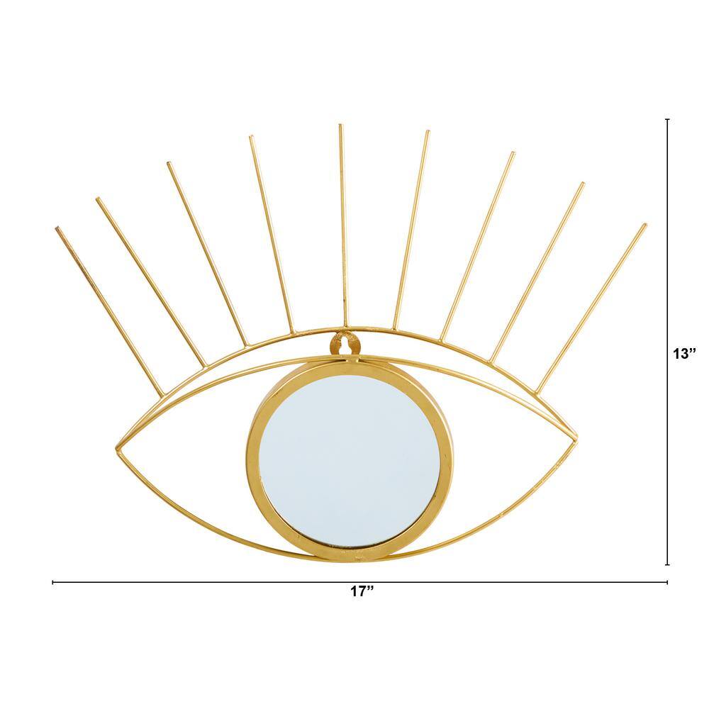 Nearly Natural 17 in. Gold Metal Glam Eye Wall Decor Accent Mirror