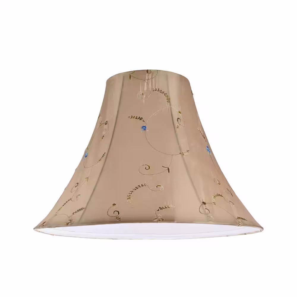 Aspen Creative Corporation 16 in. x 12 in. Gold and Floral Embroidered Design Bell Lamp Shade