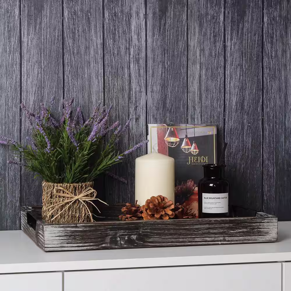 Cubilan 17.44 in. L x 11.81 in. W Brown Decorative Wood Serving Trays