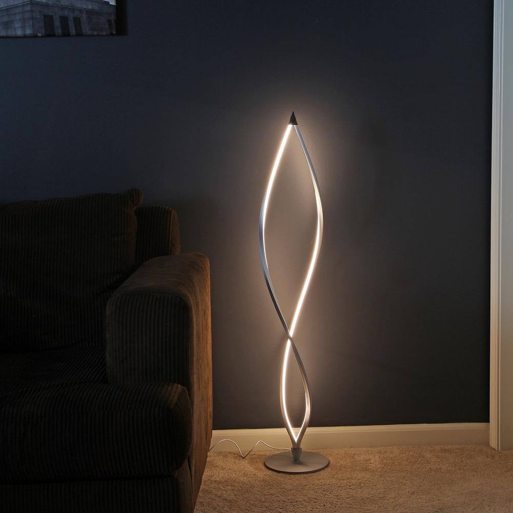 Brightech Twist 43 in. Silver Spiral LED Floor Lamp