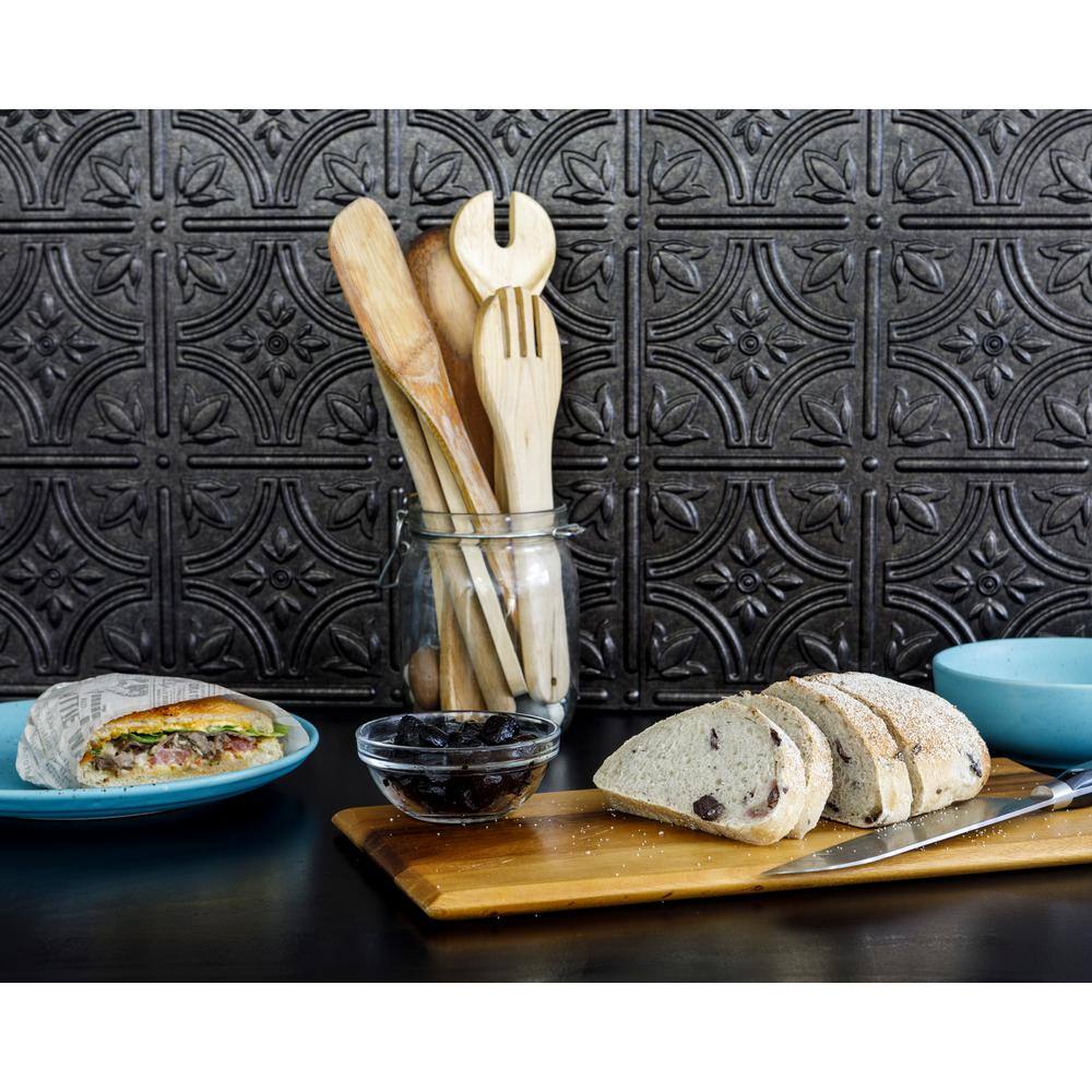 INNOVERA DÃCOR BY PALRAM 18.5 in. x 24.3 in. Empire Decorative 3D PVC Backsplash Panels in Smoked Pewter 30-Pieces