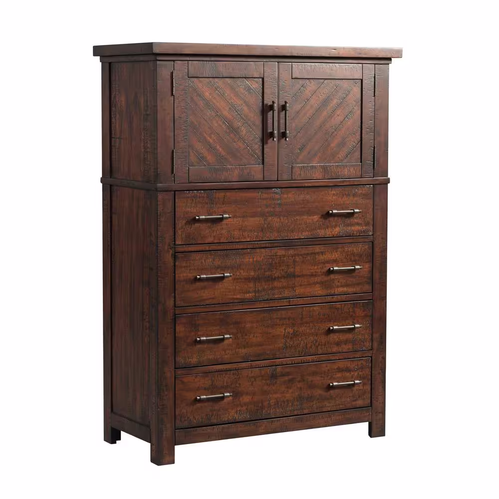 None Dex Walnut 4-Drawer Chest of Drawers