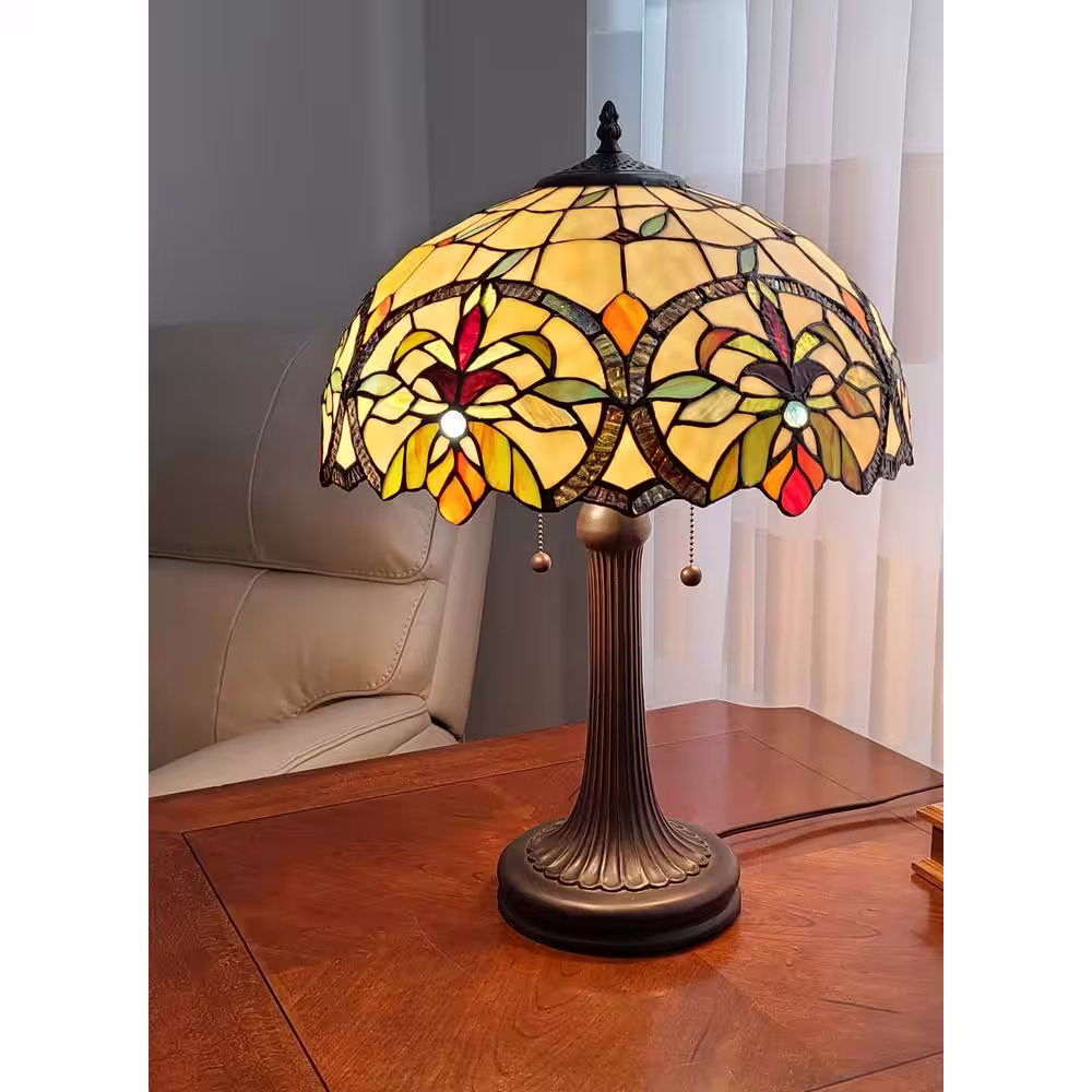 Amora Lighting 23 in. Tiffany Style Multi-Color Table Lamp