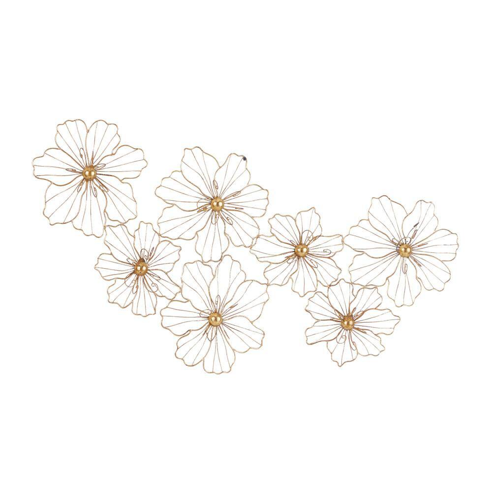 Litton Lane Metal Gold Foiled Wire Floral Wall Decor