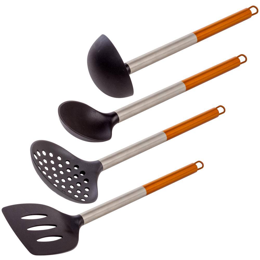 None 2-Tone 4 Piece Nylon Kitchen Tool Set with Copper Coated Handles