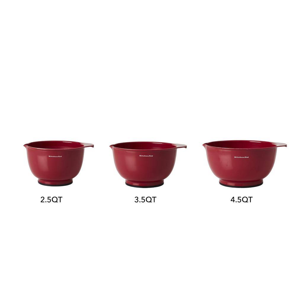 KitchenAid Classic 3-Piece Red Plastic Mixing Bowl Set