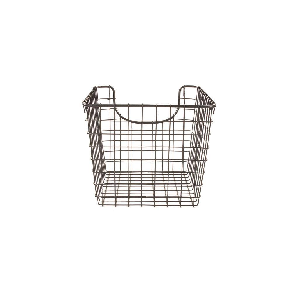 Spectrum Scoop 12.75 in. D x 9.5 in. W x 8 in. H Small Industrial Gray Steel Wire Storage Bin Basket Organizer