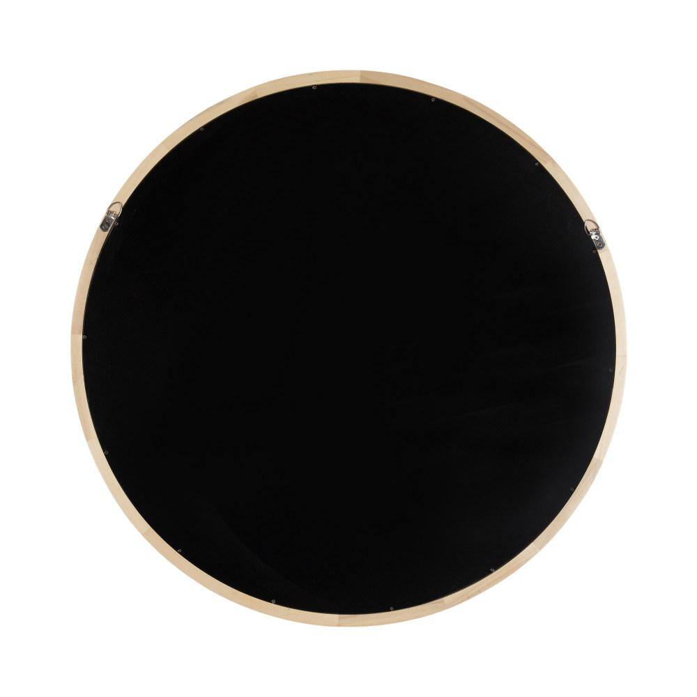 Kate and Laurel Hatherleig 34.00 in. W x 34.00 in. H Natural Round Farmhouse Framed Decorative Wall Mirror