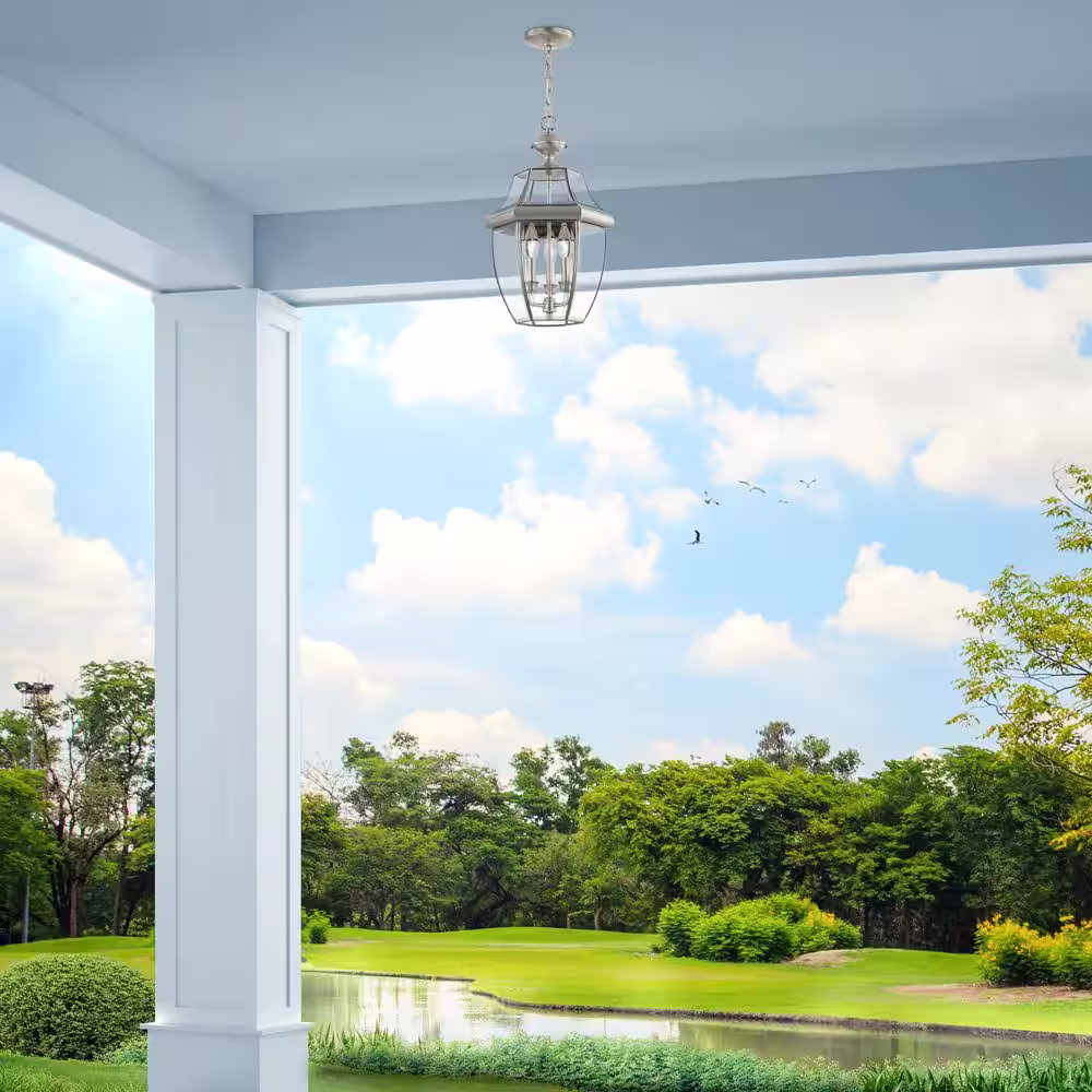 Livex Lighting Monterey 3 Light Brushed Nickel Outdoor Pendant Lantern