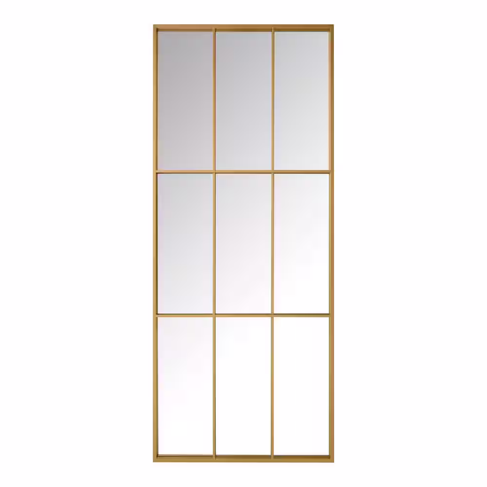 Home Decorators Collection Oversized Gold Metal Frame Windowpane Classic Floor Mirror (70 in. H x 29 in. W)
