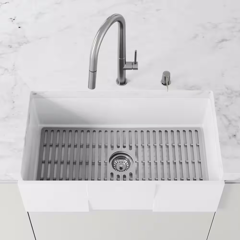 VIGO 32 in. x 15 in. Silicone Bottom Grid for 36 in. Single Bowl Kitchen Sink in Gray