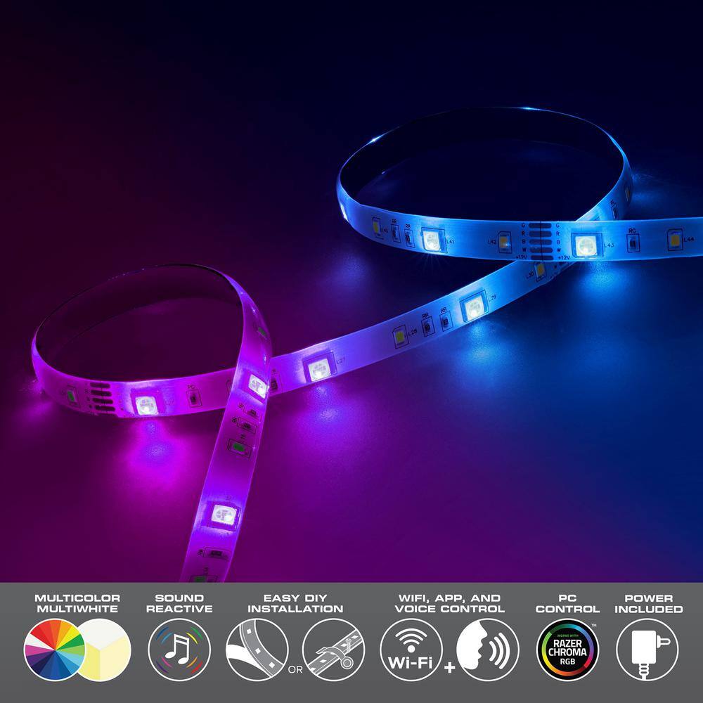 Monster 16.4ft Smart Sound Reactive Multi-Color Multi-white LED Amplifier Light Strip with Mobile App Control