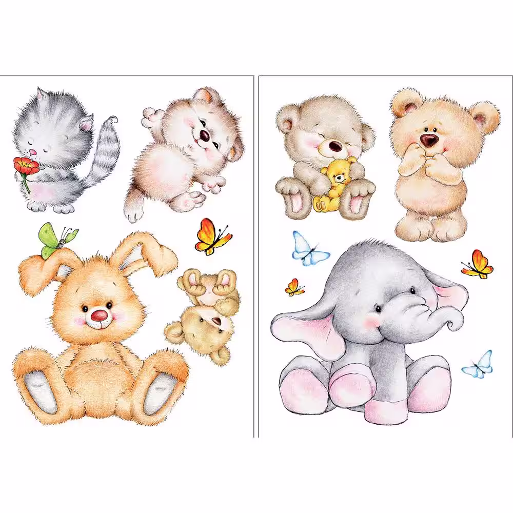 Brewster 26.4 in. x 37 in. Cute Animals Wall Decal