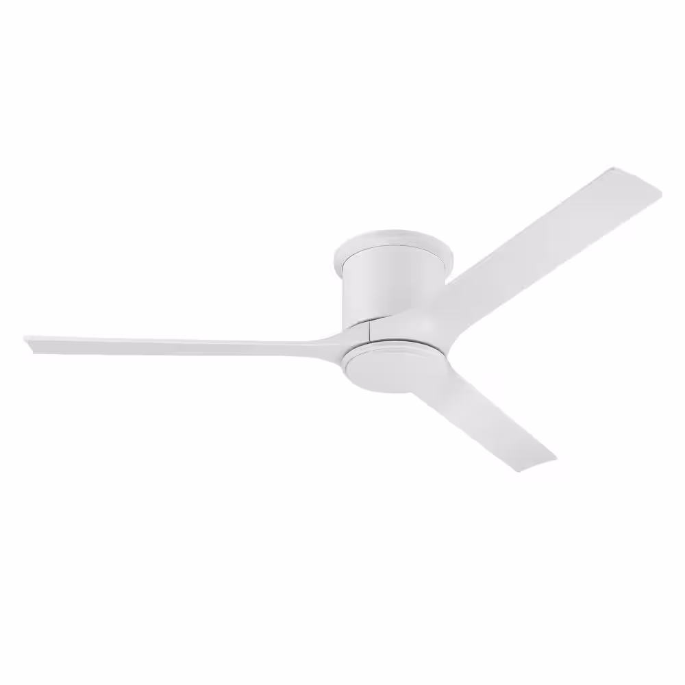 CRAFTMADE Burke 60 in. Indoor/Outdoor Flushmount White Finish Ceiling Fan with Smart Wi-Fi Enabled Remote and Integrated LED Light