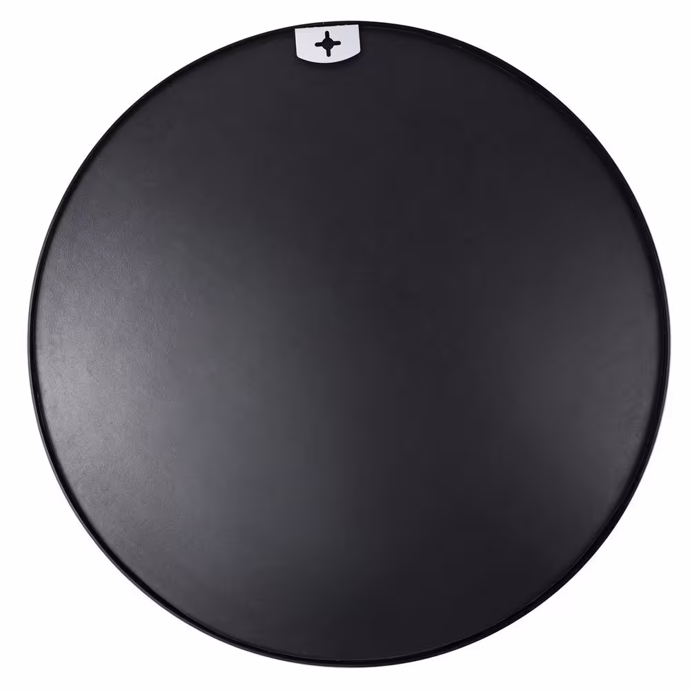 None TA 36 in. x 36 in. Black Modern Round Framed Decorative Mirror