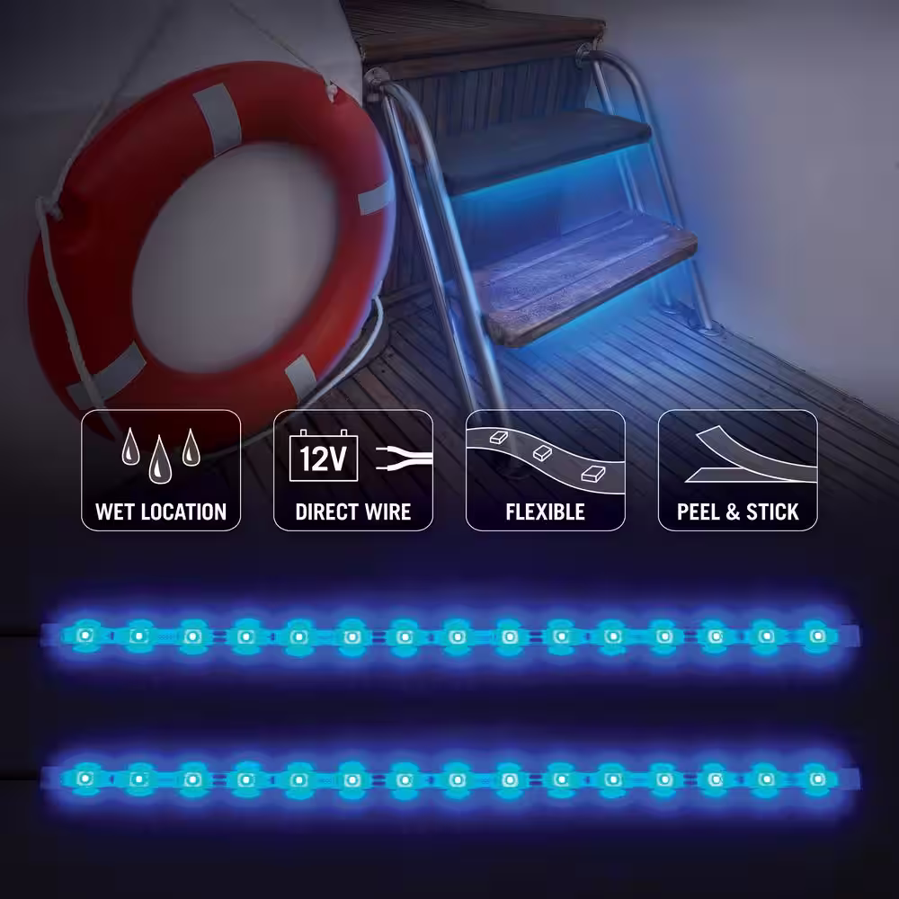 Armacost Lighting RibbonFlex Pro 18 in. Blue Waterproof IP67 LED Tape Light 30 LEDs/m