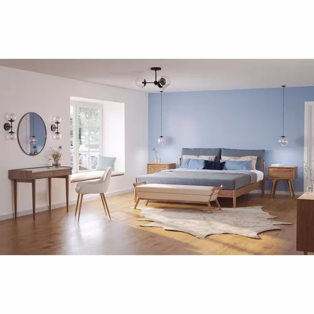 Progress Lighting Atwell Collection 6 in. 2-Light Matte Black Mid-Century Modern Wall Sconce with Clear Glass Shade