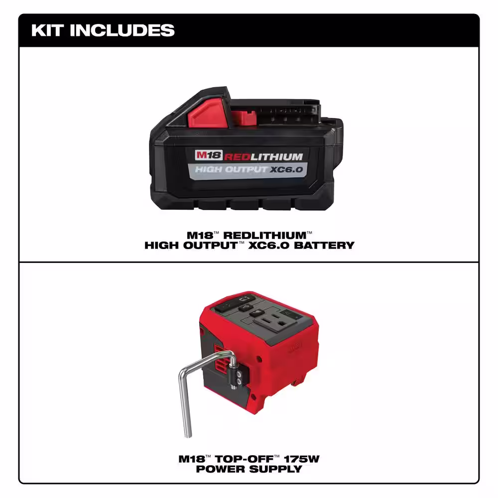 Milwaukee M18 18-Volt 175-Watt Lithium-Ion Powered Compact Inverter with 6.0 Ah Battery