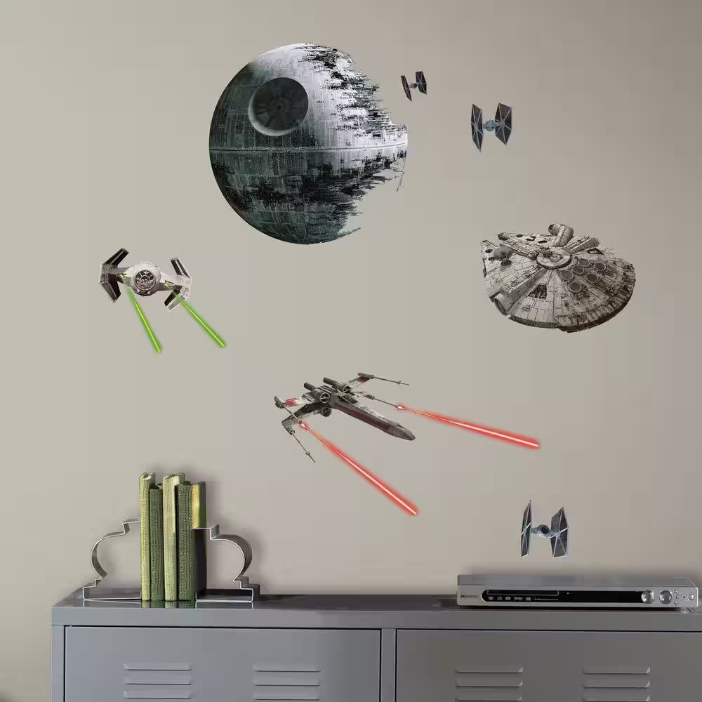 RoomMates 5 in. W x 11.5 in. H Star Wars EP VII Spaceships 20-Piece Peel and Stick Wall Decal