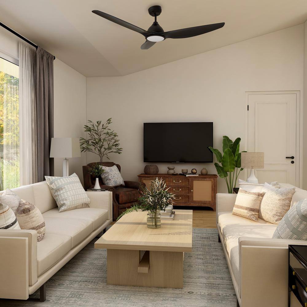 CARRO Karter 52 in. Dimmable LED Indoor Black Smart Ceiling Fan with Light and Remote, Works with Alexa and Google Home