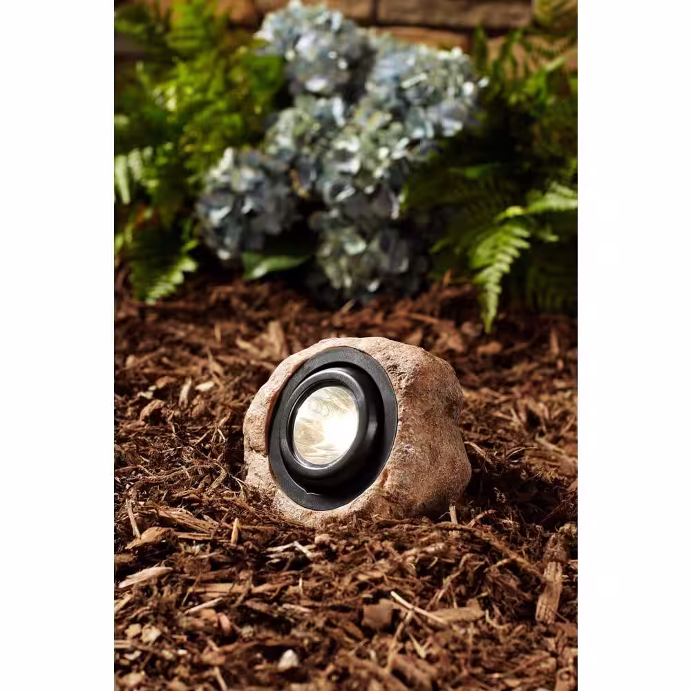 Hampton Bay 1-Light Integrated LED 3000K 30 Lumens Outdoor Solar Rock Spot Light