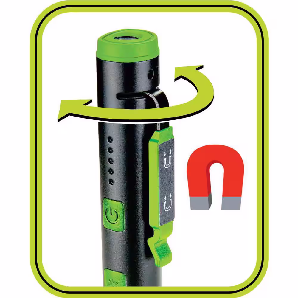 PowerSmith 450/140 Lumen Rechargeable LED Inspection Pen Light with Flood, Spot, UV Light & Red Laser Pointer, Magnetic Pocket Clip