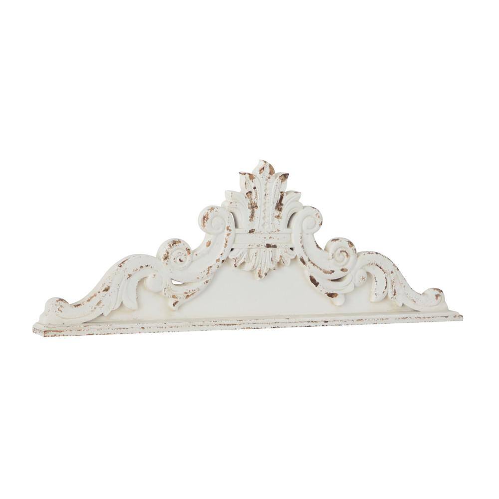 Litton Lane Wood White Carved Arabesque Floral Wall Decor
