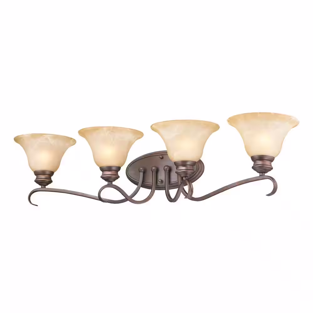 Golden Lighting Lancaster Collection 4-Light Rubbed Bronze Bath Vanity Light